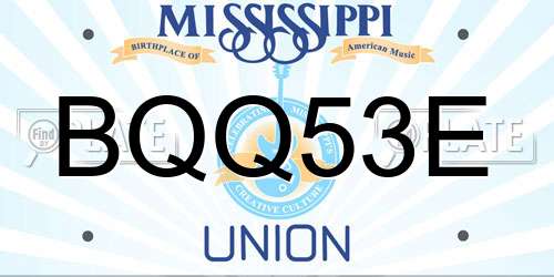 BQQ53E Mississippi License Plate