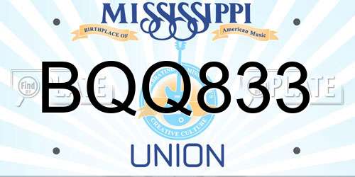 BQQ833 Mississippi License Plate