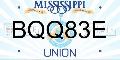 BQQ83E Mississippi License Plate