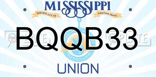 BQQB33 Mississippi License Plate