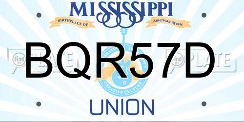 BQR57D Mississippi License Plate