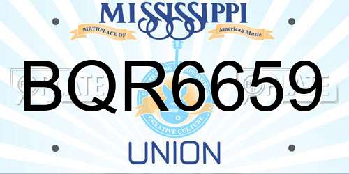 BQR6659 Mississippi License Plate