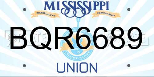 BQR6689 Mississippi License Plate