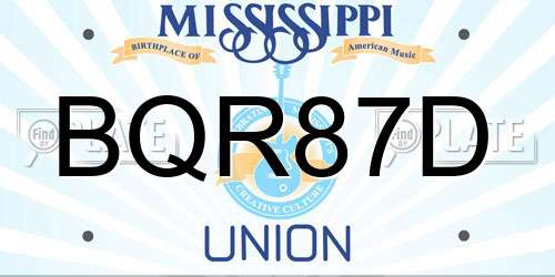 BQR87D Mississippi License Plate