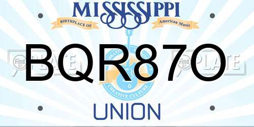 BQR87O Mississippi License Plate
