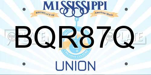 BQR87Q Mississippi License Plate