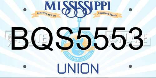 BQS5553 Mississippi License Plate