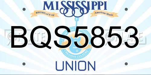 BQS5853 Mississippi License Plate