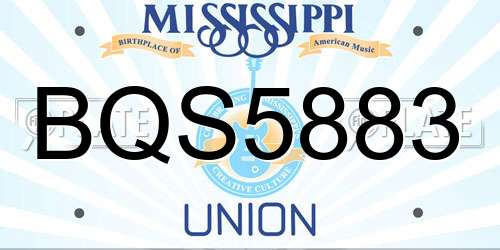 BQS5883 Mississippi License Plate