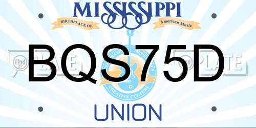 BQS75D Mississippi License Plate