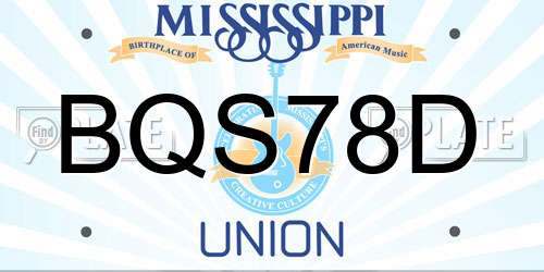 BQS78D Mississippi License Plate