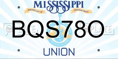 BQS78O Mississippi License Plate