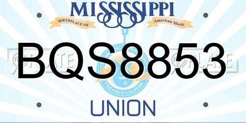 BQS8853 Mississippi License Plate
