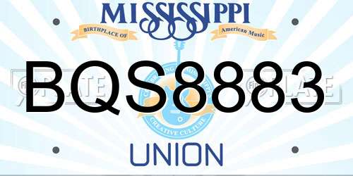 BQS8883 Mississippi License Plate