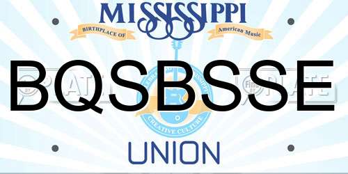 BQSBSSE Mississippi License Plate