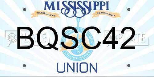 BQSC42 Mississippi License Plate