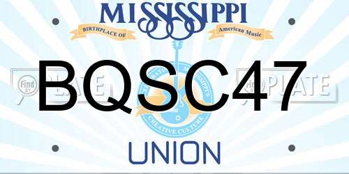 BQSC47 Mississippi License Plate