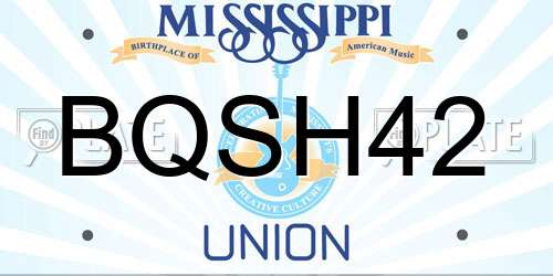 BQSH42 Mississippi License Plate