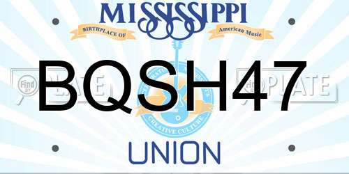 BQSH47 Mississippi License Plate