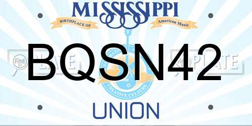 BQSN42 Mississippi License Plate