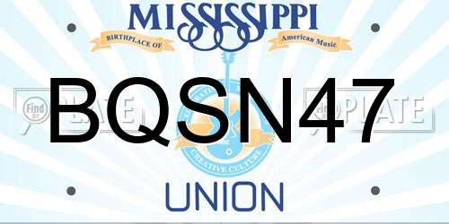 BQSN47 Mississippi License Plate