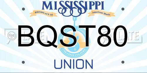 BQST80 Mississippi License Plate