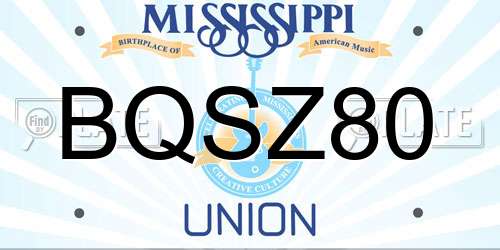 BQSZ80 Mississippi License Plate