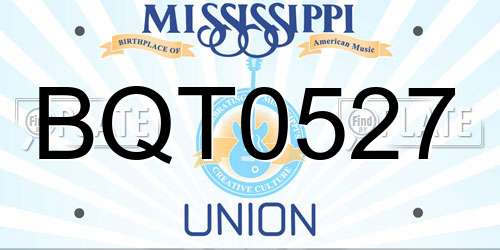 BQT0527 Mississippi License Plate