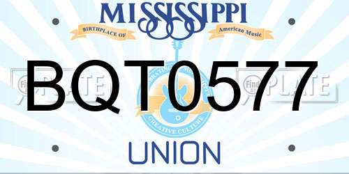 BQT0577 Mississippi License Plate