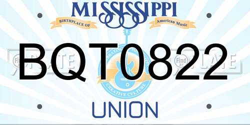 BQT0822 Mississippi License Plate