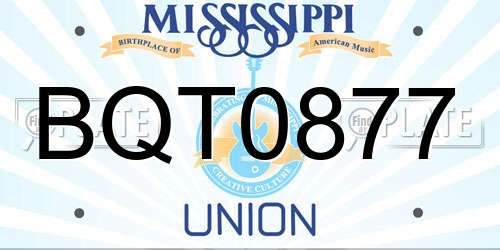 BQT0877 Mississippi License Plate
