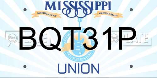 BQT31P Mississippi License Plate