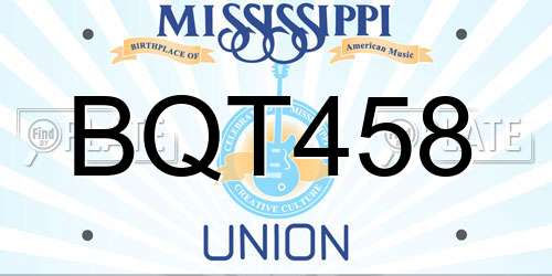 BQT458 Mississippi License Plate