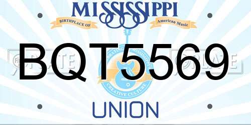 BQT5569 Mississippi License Plate