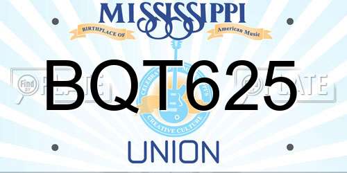 BQT625 Mississippi License Plate