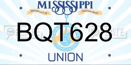 BQT628 Mississippi License Plate