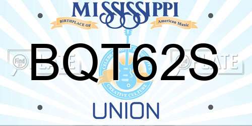 BQT62S Mississippi License Plate