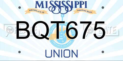 BQT675 Mississippi License Plate