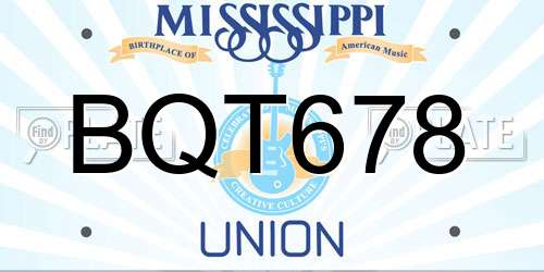 BQT678 Mississippi License Plate