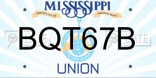 BQT67B Mississippi License Plate