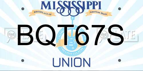BQT67S Mississippi License Plate