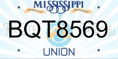 BQT8569 Mississippi License Plate