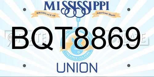BQT8869 Mississippi License Plate