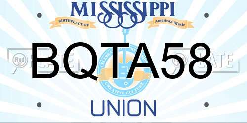 BQTA58 Mississippi License Plate