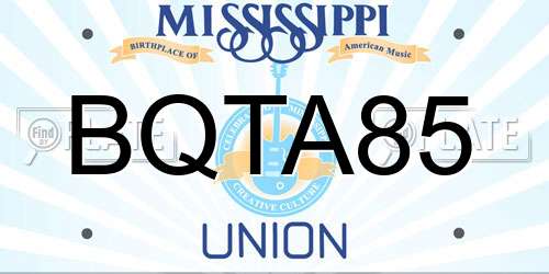 BQTA85 Mississippi License Plate