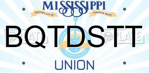 BQTDSTT Mississippi License Plate