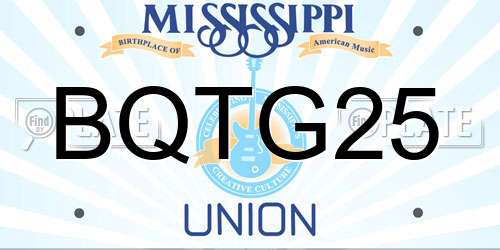 BQTG25 Mississippi License Plate