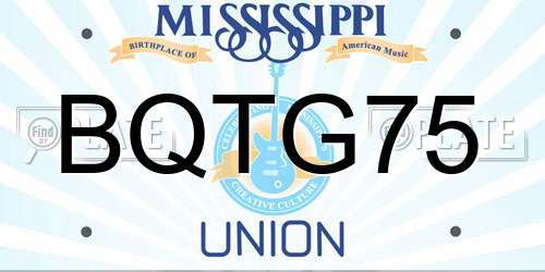 BQTG75 Mississippi License Plate