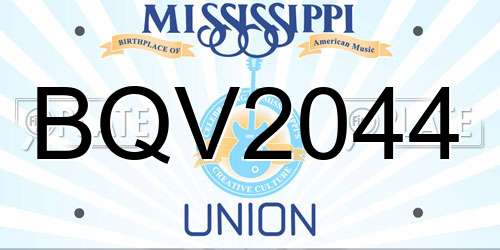 BQV2044 Mississippi License Plate