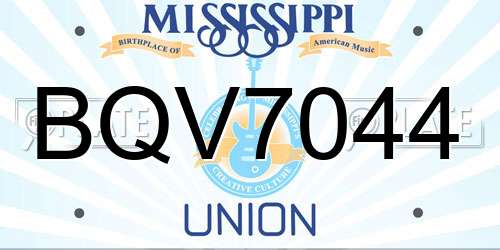 BQV7044 Mississippi License Plate